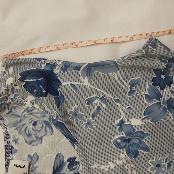 CLE Paris Floral Bodycon Tank Maxi Dress VTG Y2K 90s Blue White S/M - Picture 11 of 16